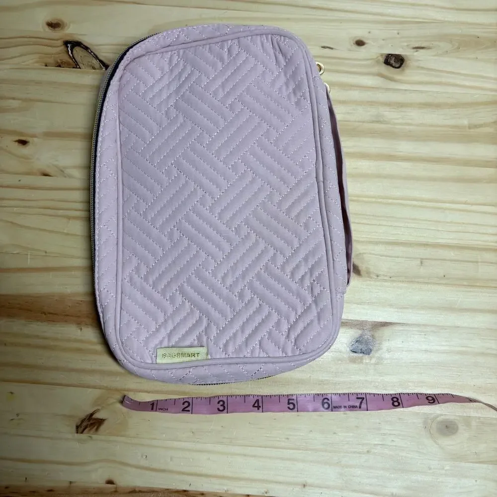 Bagsmart Womens Jewelry Case Organizer Travel Pink Blush Quilted Zip Around